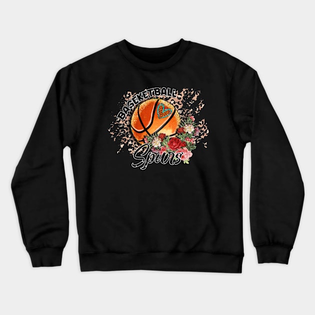 Aesthetic Pattern Spurs Basketball Gifts Vintage Styles Crewneck Sweatshirt by Frozen Jack monster